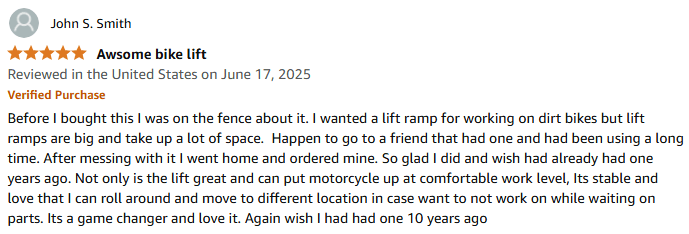 VEVOR hydraulic motorcycle lift table user experience