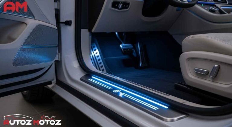 Durable carbon fiber car door sill protector installation